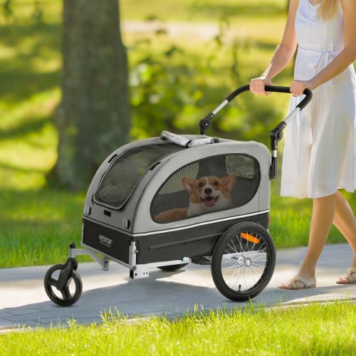 Dog Bike Trailer Supports up to 88 lbs 2in1 Pet Stroller Cart Bicycle