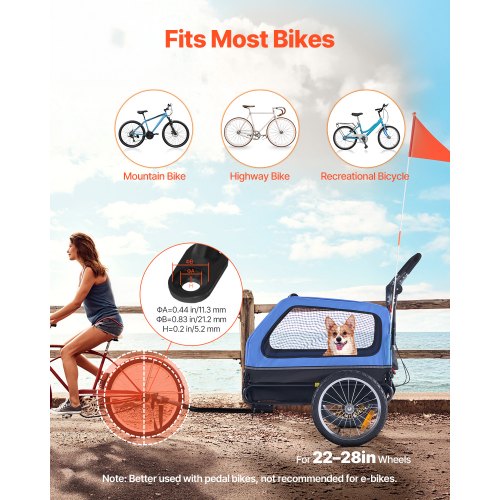 Dog Bike Trailer Supports up to 88 lbs 2in1 Pet Stroller Cart Bicycle