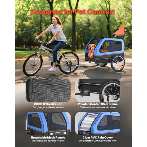 Dog Bike Trailer Supports up to 88 lbs 2in1 Pet Stroller Cart Bicycle