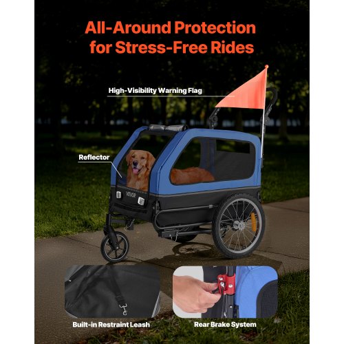 Dog Bike Trailer Supports up to 88 lbs 2in1 Pet Stroller Cart Bicycle