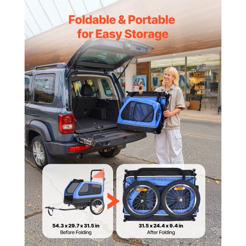 Dog Bike Trailer Supports up to 88 lbs 2in1 Pet Stroller Cart Bicycle