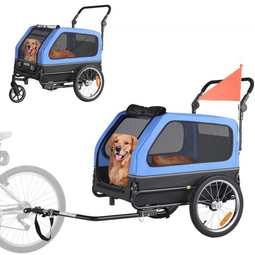 Dog Bike Trailer Supports up to 88 lbs 2in1 Pet Stroller Cart Bicycle