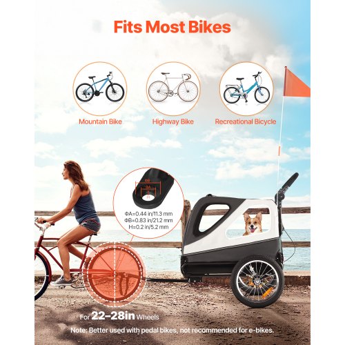 Dog Bike Trailer Supports up to 100 lbs 2in1 Pet Stroller Cart Bicycle