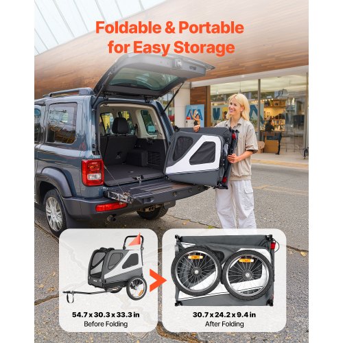 Dog Bike Trailer Supports up to 100 lbs 2in1 Pet Stroller Cart Bicycle