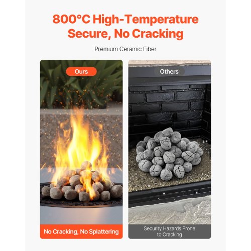 Ceramic Fire Pebble Stones 12 inch 48 Pcs Lava Rocks Reusable Fire Pit