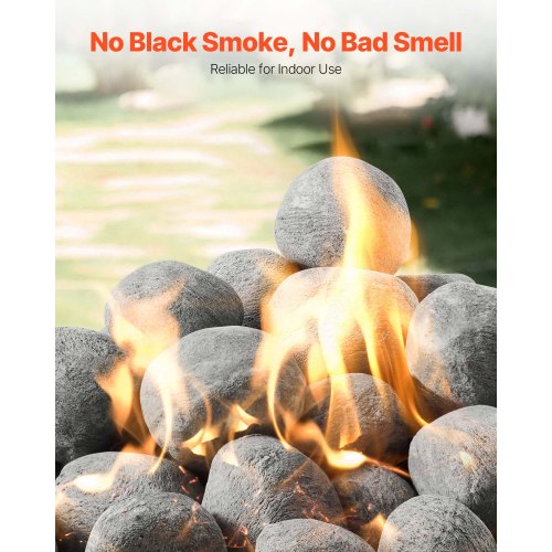 Ceramic Fire Pebble Stones 12 inch 48 Pcs Lava Rocks Reusable Fire Pit