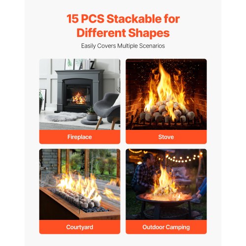 Ceramic Fire Pebble Stones 12 inch 48 Pcs Lava Rocks Reusable Fire Pit