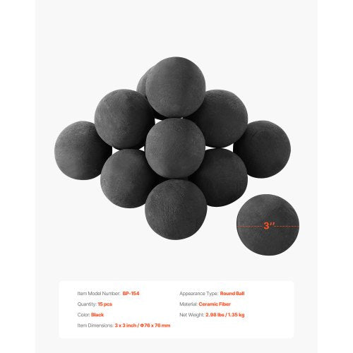Ceramic Fire Balls 3 Inch 15 Pcs Round Fire Stones Reusable Lava Rocks