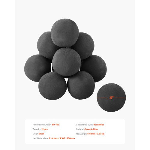 Ceramic Fire Balls 4 Inch 12 Pcs Round Fire Stones Reusable Lava Rocks