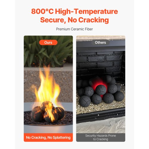 Ceramic Fire Balls 5 Inch 6 Pcs Round Fire Stones Reusable Lava Rocks