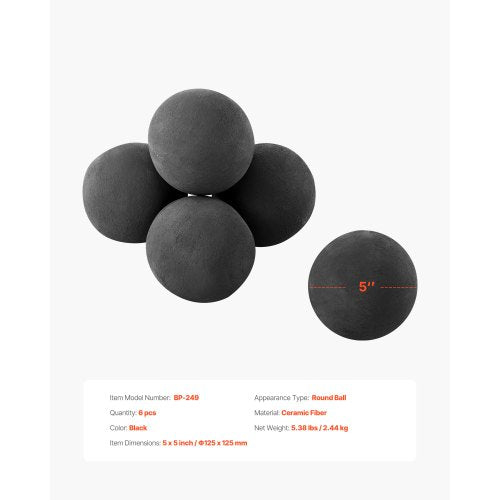 Ceramic Fire Balls 5 Inch 6 Pcs Round Fire Stones Reusable Lava Rocks