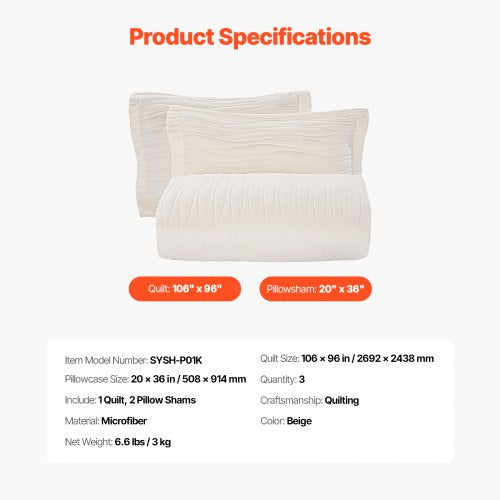 King Quilt Set 3Piece Lightweight Comforter Microfiber King Size Bedding