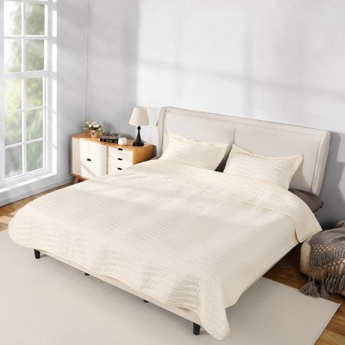 King Quilt Set 3Piece Lightweight Comforter Microfiber King Size Bedding