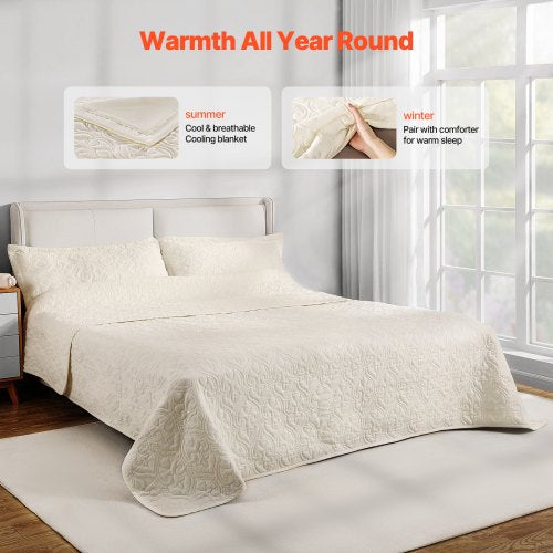 King Quilt Set 3Piece Lightweight Comforter Cotton King Size Quilt