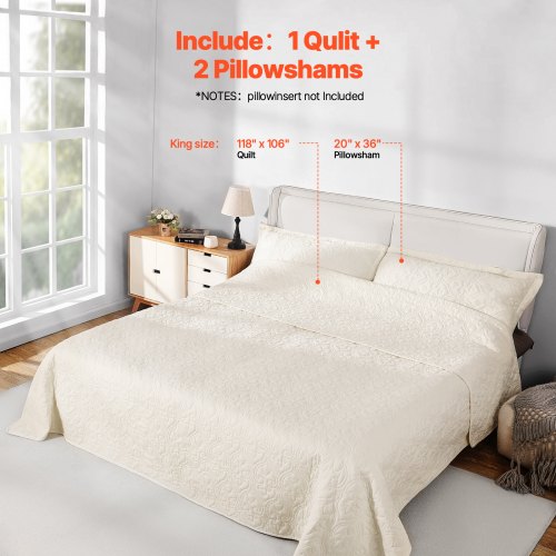 King Quilt Set 3Piece Lightweight Comforter Cotton King Size Quilt