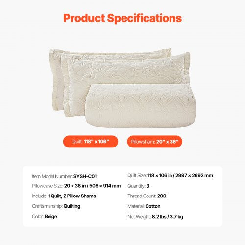 King Quilt Set 3Piece Lightweight Comforter Cotton King Size Quilt