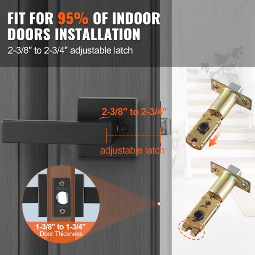 Passage Door Handle 1 Pack Matte Black Door Lever Left or Right Handing