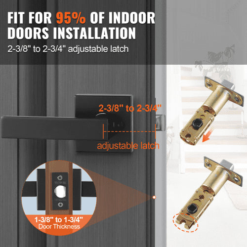 Passage Door Handle 5 Pack Matte Black Door Lever Left or Right Handing