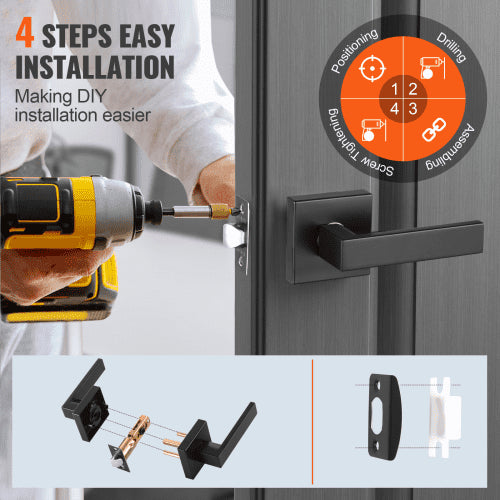 Passage Door Handle 6 Pack Matte Black Door Lever Left or Right Handing