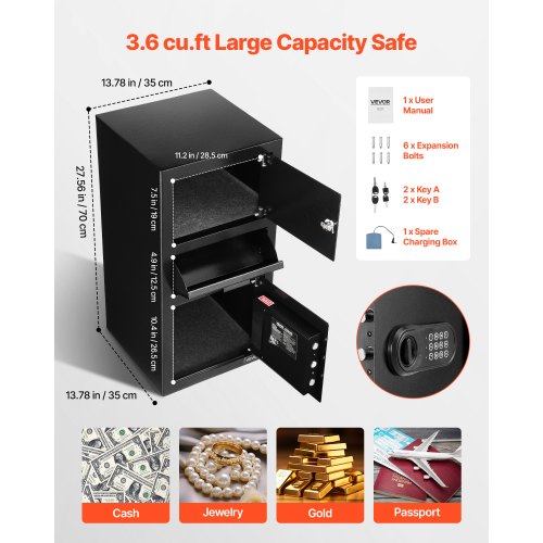 36 Cubic Feet Drop Safe Large Capacity Front Drop Slot Safe Box with Digital