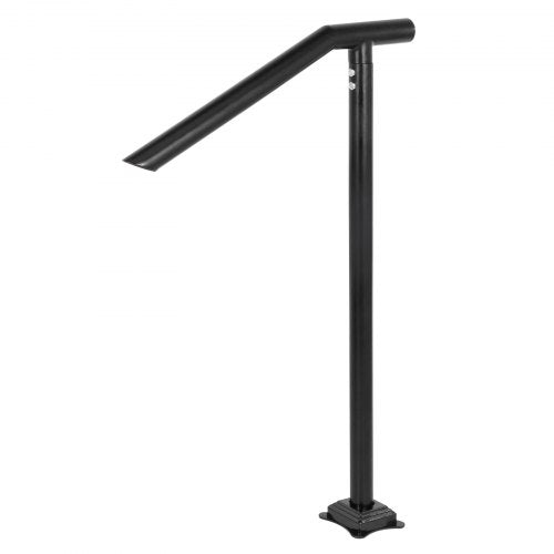 3Ft Step Railing Iron Stair Handrail Floor Mounted Sturdy Black Arched
