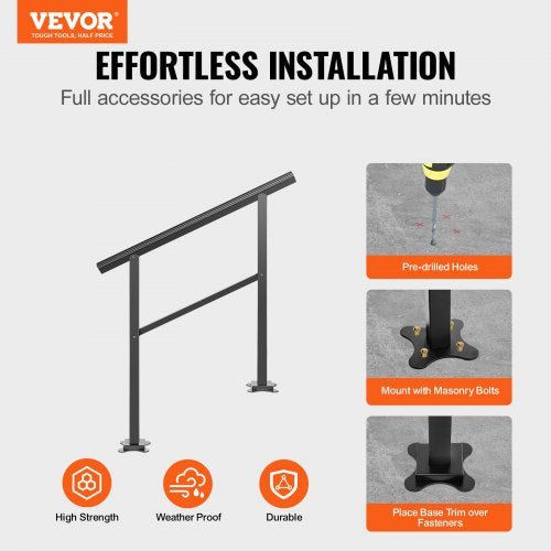 Outdoor Handrail 165LBS Load Handrail Outdoor Stairs Aluminum Stair Handrail