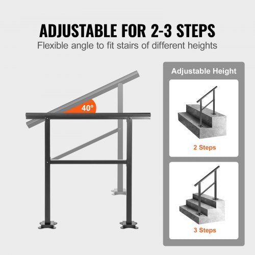 Outdoor Handrail 165LBS Load Handrail Outdoor Stairs Aluminum Stair Handrail