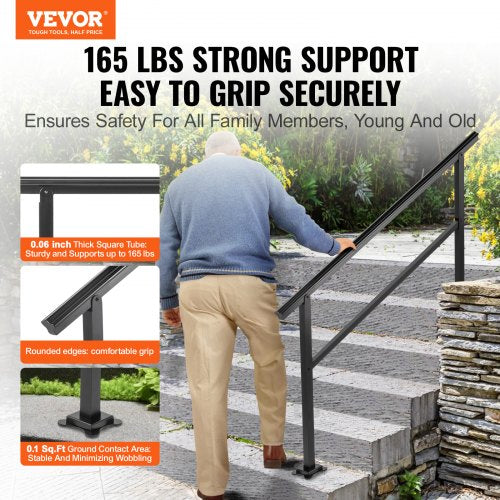 Outdoor Handrail 165LBS Load Handrail Outdoor Stairs Aluminum Stair Handrail