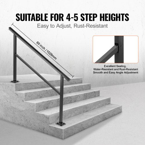 Outdoor Handrail 165LBS Load Handrail Outdoor Stairs Aluminum Stair Handrail