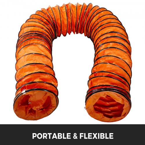 25ft Ducting Hose PVC Flexible Duct Hosing with S Hook Steel Support for 8inch