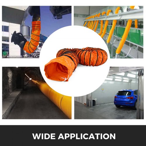 25ft Ducting Hose PVC Flexible Duct Hosing with S Hook Steel Support for 8inch
