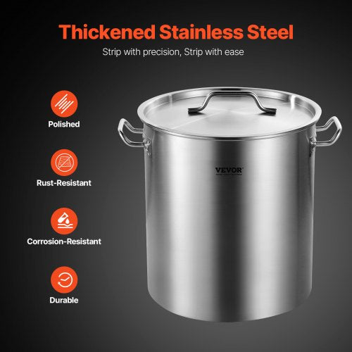Stainless Steel Stockpot 42 Quart Large Cooking Pots Cookware Sauce Pot