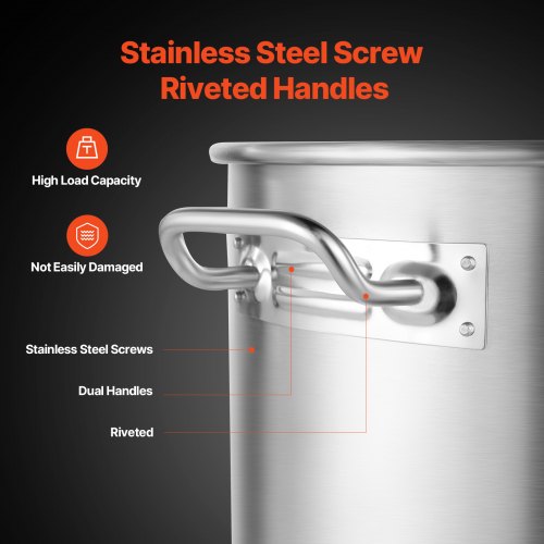 Stainless Steel Stockpot 42 Quart Large Cooking Pots Cookware Sauce Pot