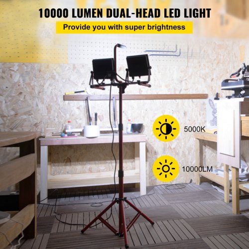 LED Work Light with Stand 2PCS 10000 Lumen Dualhead LED Work Light with Stand