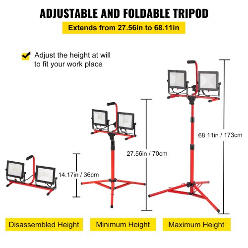 LED Work Light with Stand 2PCS 10000 Lumen Dualhead LED Work Light with Stand