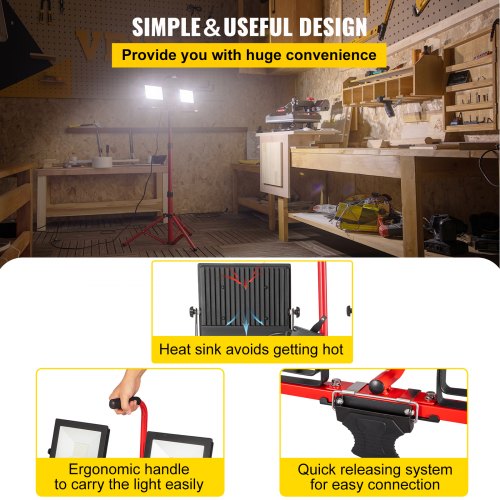 LED Work Light with Stand 2PCS 10000 Lumen Dualhead LED Work Light with Stand