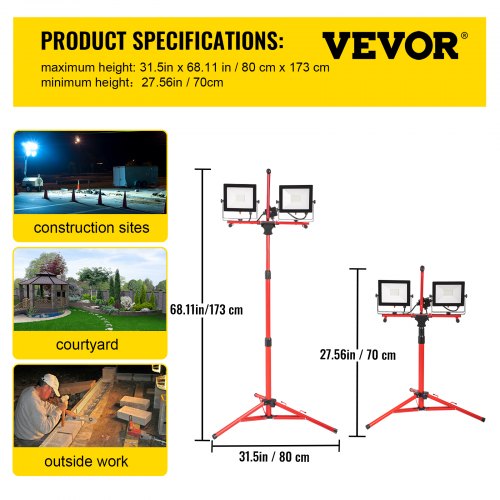 LED Work Light with Stand 10000 Lumen Dualhead LED Work Light with Stand