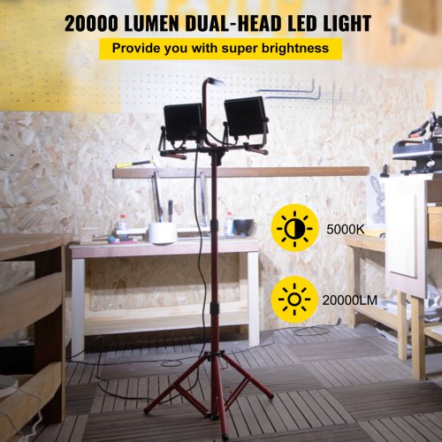 LED Work Light with Stand 20000 Lumen Dualhead LED Work Light with Stand