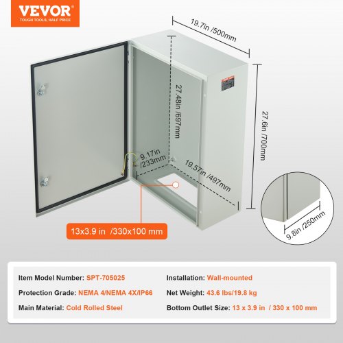 Steel Electrical Box 276 x 197 x 9.8 in Cold Rolled Steel Electrical