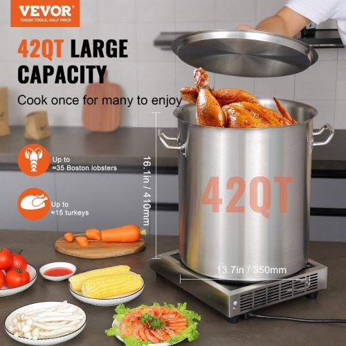 Stainless Steel Stockpot 42 Quart Large Cooking Pots Multipurpose Cookware