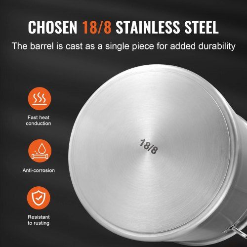 Stainless Steel Stockpot 42 Quart Large Cooking Pots Multipurpose Cookware
