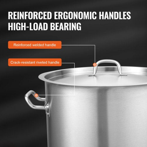 Stainless Steel Stockpot 42 Quart Large Cooking Pots Multipurpose Cookware