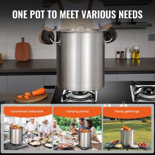 Stainless Steel Stockpot 42 Quart Large Cooking Pots Multipurpose Cookware