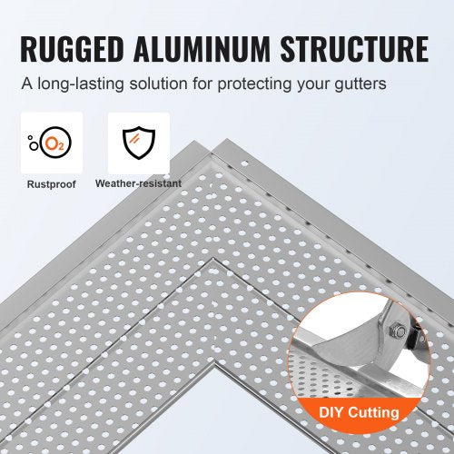 Gutter Guard 5 inch Width Aluminum Leaf Filter DIY Gutter Cover 52 PCS