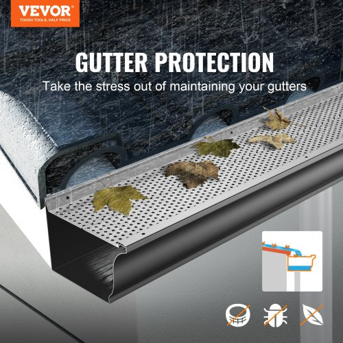 Gutter Guard 6 inch Width Aluminum Leaf Filter DIY Gutter Cover 52 PCS