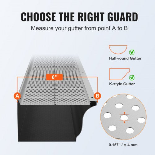 Gutter Guard 6 inch Width Aluminum Leaf Filter DIY Gutter Cover 52 PCS