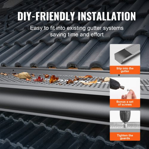 Gutter Guard 6 inch Width Aluminum Leaf Filter DIY Gutter Cover 52 PCS