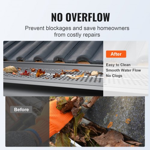 Gutter Guard 6 inch Width Aluminum Leaf Filter DIY Gutter Cover 52 PCS