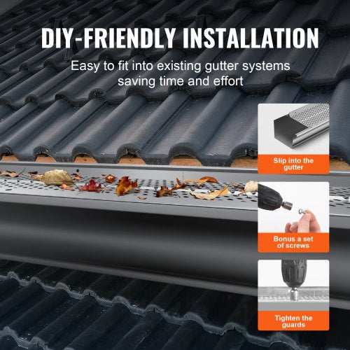 Gutter Guard 5 inch Width Aluminum Leaf Filter DIY Gutter Cover 13 PCS 52
