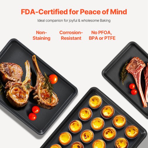 Baking Pans Set 3Piece Nonstick Carbon Steel Cookware Sheets Trays